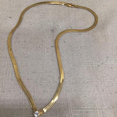 Faux Diamond Gold Tone Fashion Necklace