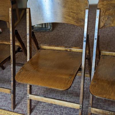 Set of 4 Vintage Wooden Folding Chairs