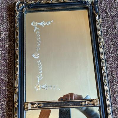 Beautiful Antique Etched 3 Panel Buffet Mirror