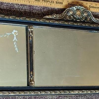 Beautiful Antique Etched 3 Panel Buffet Mirror