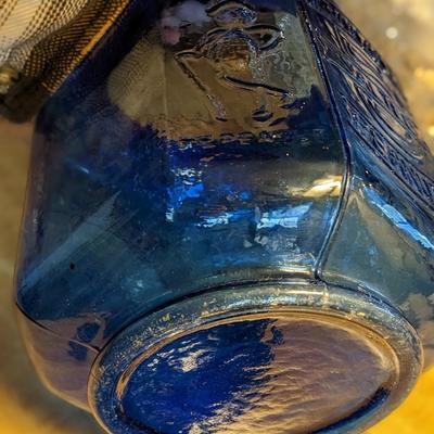 Vintage Large Planters Pennant Mr Peanut Cobalt Blue Glass Jar