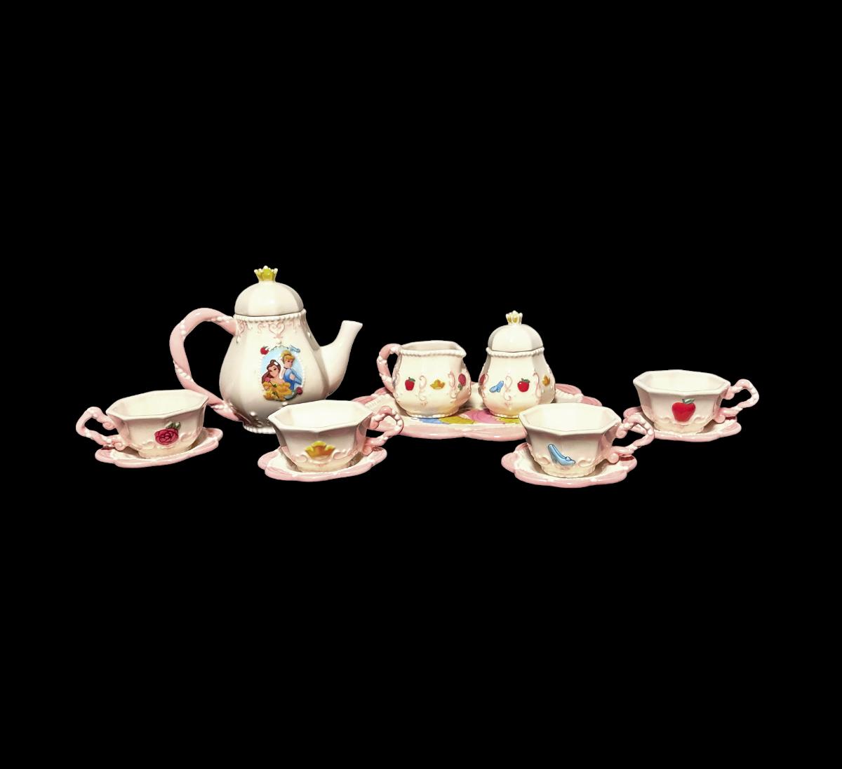 2003 12 Piece Fine Ceramic Disney Princess Tea Set Mint Condition