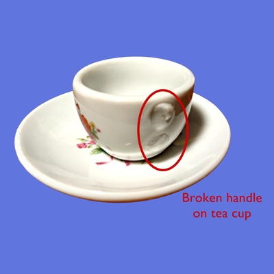 Vintage Porcelain  Orange & Blue  Floral Miniature Tea Set