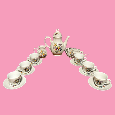 Vintage Porcelain Miniature WIldflower Tea Set
