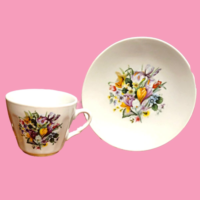 Vintage Porcelain Miniature WIldflower Tea Set