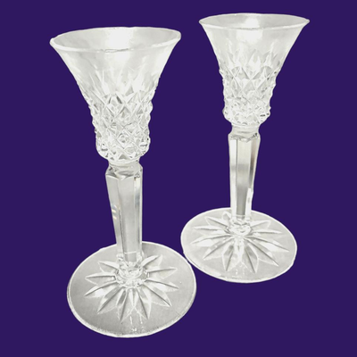 Pair of Vintage Lenox Annapolis Crystal Single Light Candlesticks