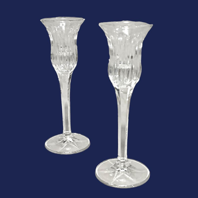 Pair of Vintage Mikasa "Icicles" Stemmed Crystal Candle Holders
