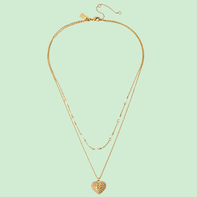 Coach Pearl Puff Heart Layered Necklace
