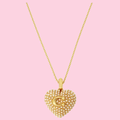 Coach Pearl Puff Heart Pendant Necklace