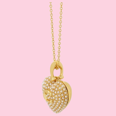 Coach Pearl Puff Heart Pendant Necklace