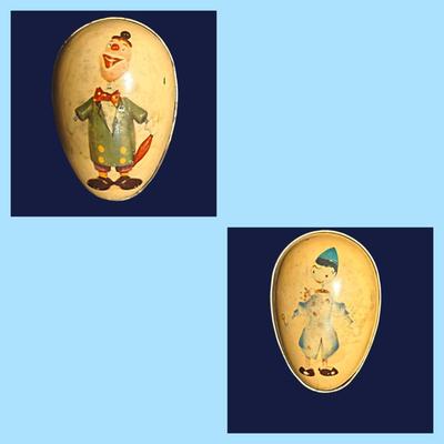 2 Vintage Argentinian Tin Litho Eggs