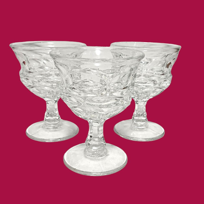 3 Vintage Fostoria Argus Clear Champagne/Tall Sherbet Glasses
