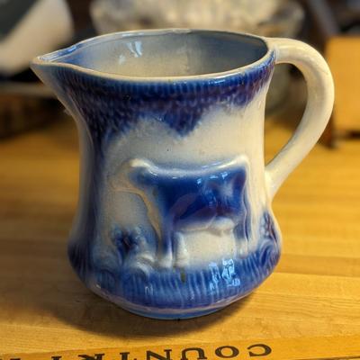Antique Blue and White Milk Pitcher