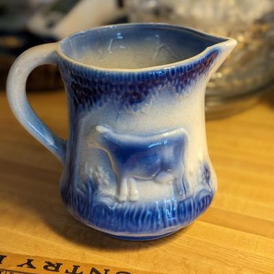 Antique Blue and White Milk Pitcher