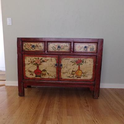 Oriental style painted chest long.
