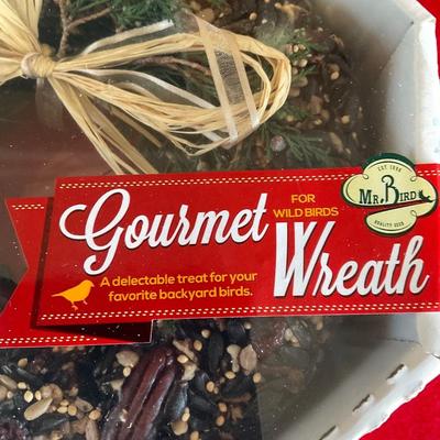 Gourmet Wreath.  Bird treats.
