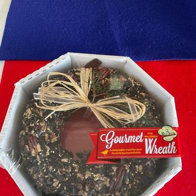 Gourmet Wreath.  Bird treats.