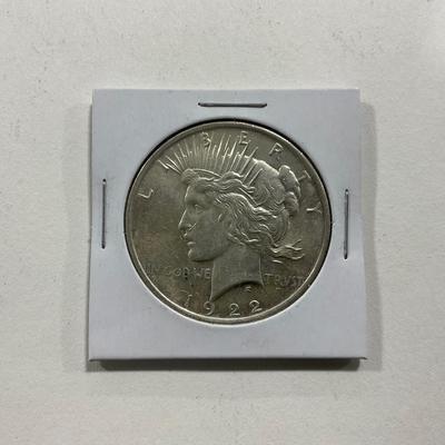 -112- COINS | 1922 Peace Dollar Obverse - Bag Mark By Nose