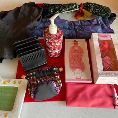 Weighted belt, picture frame, eye gel mask and more.