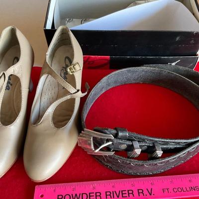Belt and Tan Shoes size 6