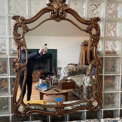 Lot 3- Wood carved gilded large mirror