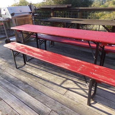 Red Beer Garden Picnic Table & Bench Set