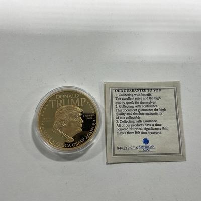-132- COINS | Trump Commemorative Proofs Layered In Gold | With COA