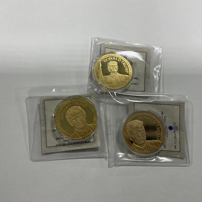 -132- COINS | Trump Commemorative Proofs Layered In Gold | With COA