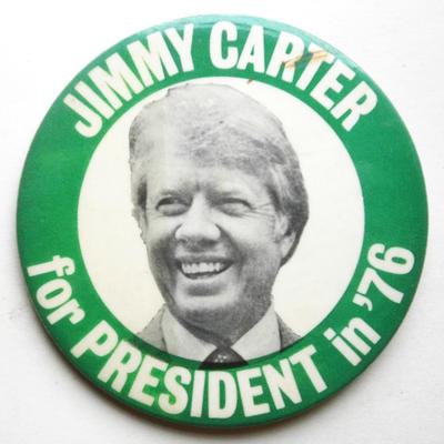 Vintage 1970's Oversize JIMMY CARTER Campaign Pinback Button