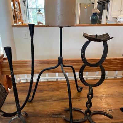 Lot 10 - 4 Awesome Cast Iron Candle Holders