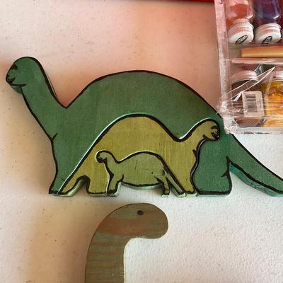 Dinosaur puzzles and art supplies