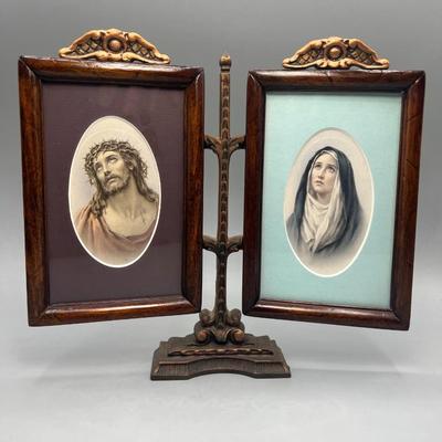 Vintage Art Deco Gothic Framed Religious Jesus Christ & Mary Magdalene Prints