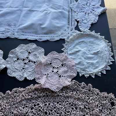 4â€™ table runner and Hand Crochet Doilies.
