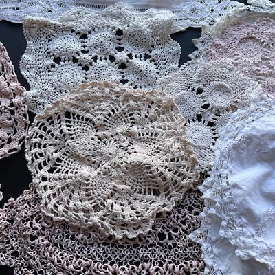 4â€™ table runner and Hand Crochet Doilies.