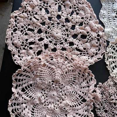 4â€™ table runner and Hand Crochet Doilies.