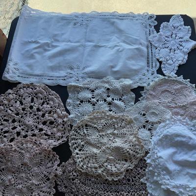 4â€™ table runner and Hand Crochet Doilies.