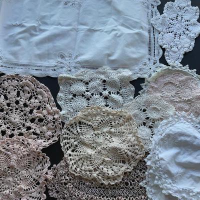 4â€™ table runner and Hand Crochet Doilies.