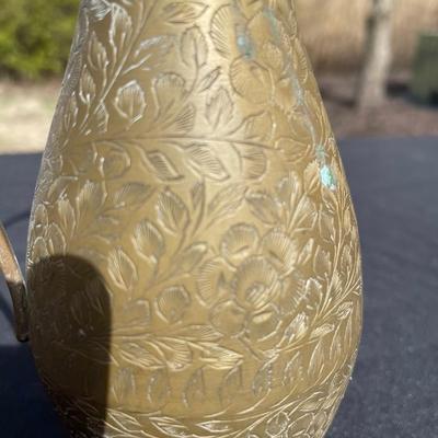 Lot 30 - Brass Ecuador plate, Moroccan pitcher, pottery bowl