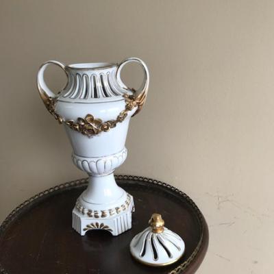 vintage White & Gold Urn