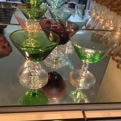 Set of 7 colorful glasses