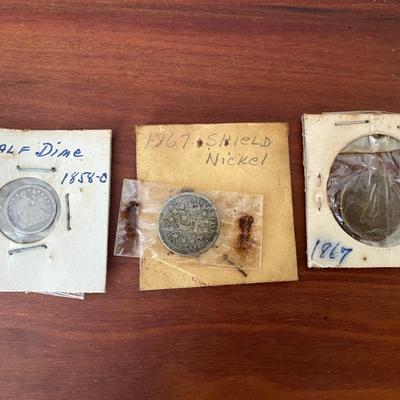 Shield Nickel, Half Dime, Two Cent Coins