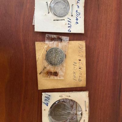 Shield Nickel, Half Dime, Two Cent Coins