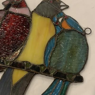 Stained Glass Birds on a Perch (LR-HS)