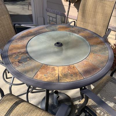 High Top Patio Table with Umbrella & Chairs (P-HS)