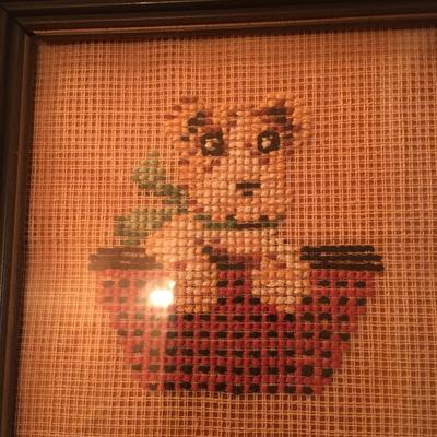 Pair of needlepoint doggies