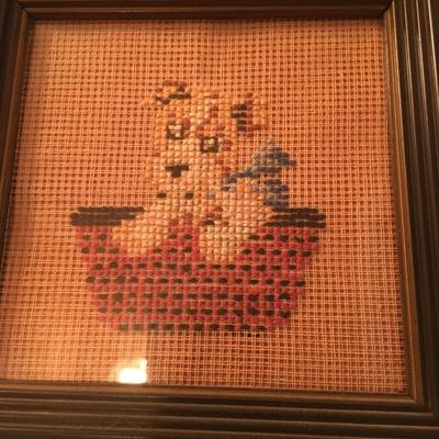 Pair of needlepoint doggies