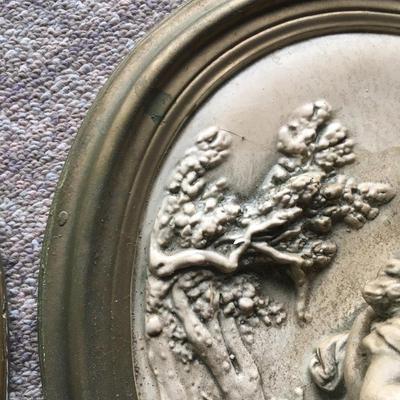 two Romantic chalkware Italian wall plaques