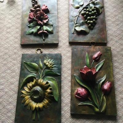 MCM set of 4 plaster flowers