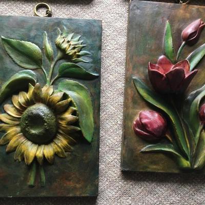 MCM set of 4 plaster flowers