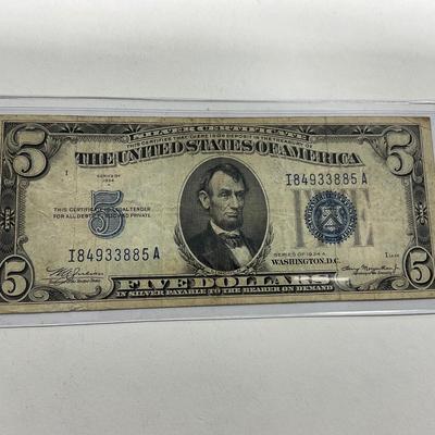 -177- CURRENCY | 1934A Silver Certificate Five Dollar Bill